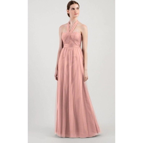 Jenny Yoo Annabelle Convertible Bridesmaid Prom Dress Sz 8 Rose Pink Tulle Long - Picture 1 of 10